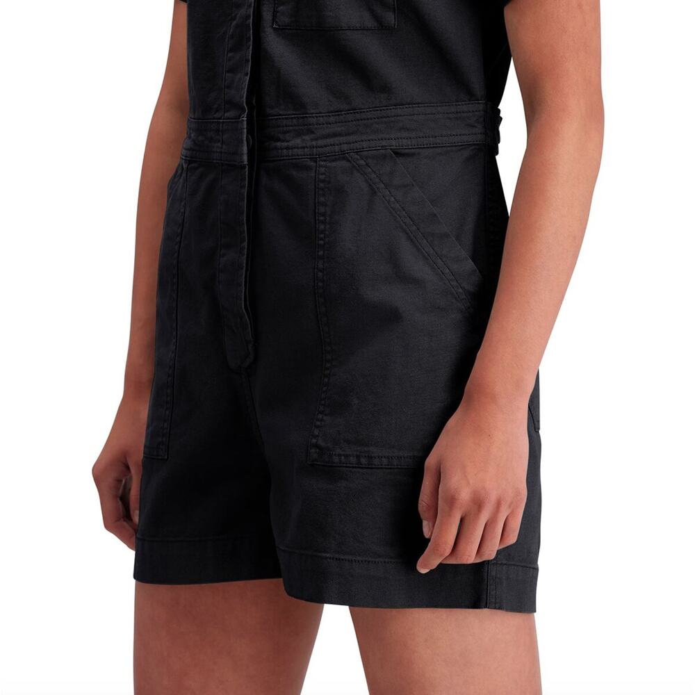 Topo Designs Sustainably Made Dirt Short Coverall Romper in Black, Size Small - Picture 3 of 12